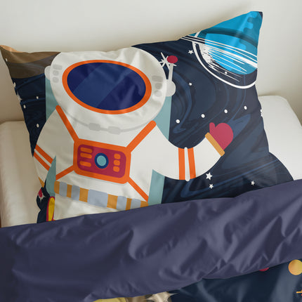 Little Monster Kinderdekbedovertrek Spaceman Blauw 140 x 200/220 - van Little Monster - Nu verkrijgbaar bij Mijn Voordeelshop!