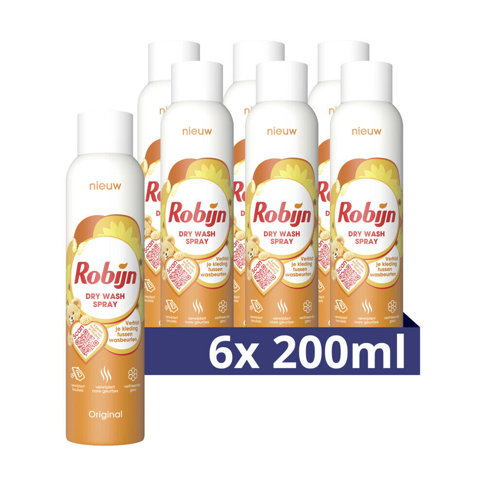 Robijn Original Dry Wash Spray (200 ml) 6 Stuks - van Robijn - Nu verkrijgbaar bij Mijn Voordeelshop!