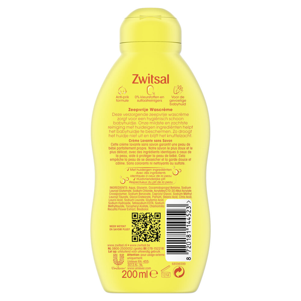 Zwitsal Baby Zeepvrije Wascrème (200 ml) - van Zwitsal - Nu verkrijgbaar bij Mijn Voordeelshop!