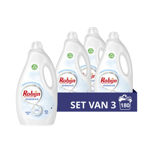 Robijn Stralend Wit Vloeibaar Wasmiddel (3 Liter) (60 Wasbeurten) 3 Stuks - van Robijn - Nu verkrijgbaar bij Mijn Voordeelshop!