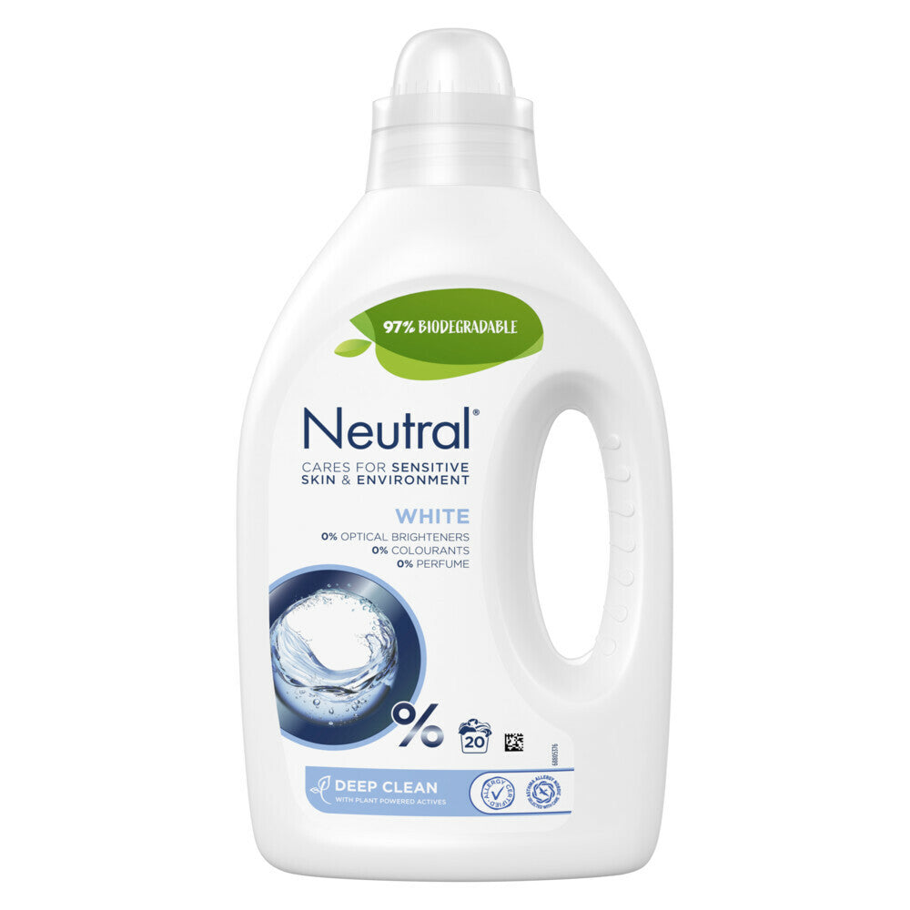 Neutral Wit Vloeibaar Wasmiddel (1 Liter) (20 Wasbeurten) 1 Stuk - van Neutral - Nu verkrijgbaar bij Mijn Voordeelshop!