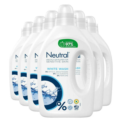 Neutral Wit Vloeibaar Wasmiddel (1 Liter) (20 Wasbeurten) 6 Stuks - van Neutral - Nu verkrijgbaar bij Mijn Voordeelshop!