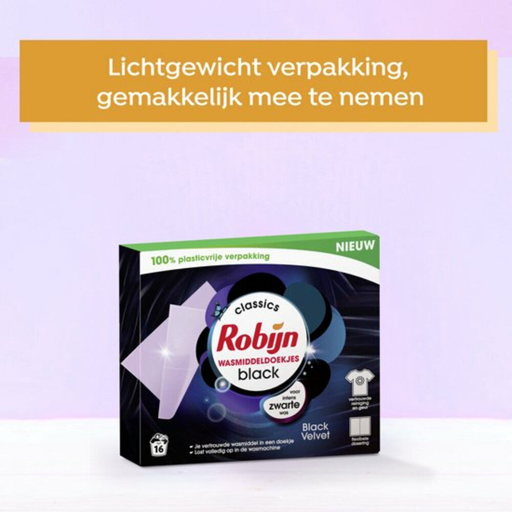 Robijn Wasmiddeldoekjes Black Velvet (16 Stuks) - van Robijn - Nu verkrijgbaar bij Mijn Voordeelshop!