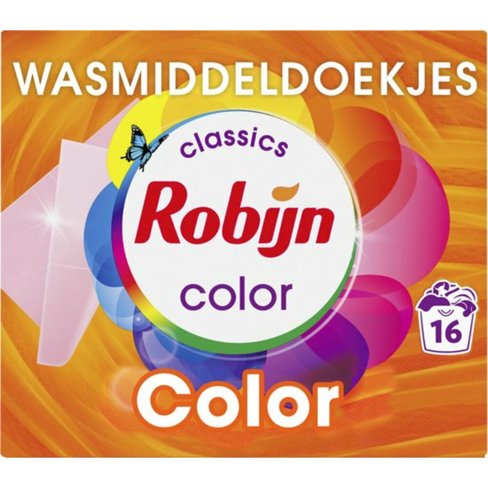 Robijn Wasmiddeldoekjes Color (16 Stuks) 1 Stuk - van Robijn - Nu verkrijgbaar bij Mijn Voordeelshop!