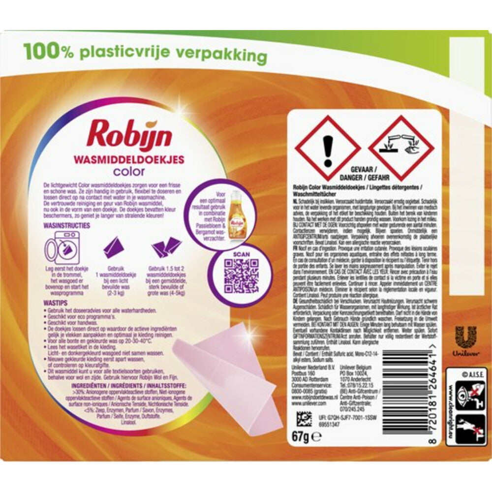 Robijn Wasmiddeldoekjes Color (16 Stuks) - van Robijn - Nu verkrijgbaar bij Mijn Voordeelshop!