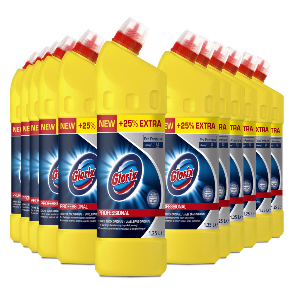 Glorix Professional Toiletreiniger Dikke Bleek Original Pro Formula (1,25 Liter) 12 Stuks - van Glorix - Nu verkrijgbaar bij Mijn Voordeelshop!