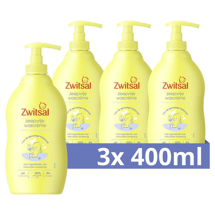 Zwitsal Baby Zeepvrije Wascrème (400 ml) 3 Stuks - van Zwitsal - Nu verkrijgbaar bij Mijn Voordeelshop!
