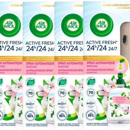 Air Wick Active Fresh Boeket Van Jasmijn Starterkit (228 ml) 4 Stuks - van Air Wick - Nu verkrijgbaar bij Mijn Voordeelshop!