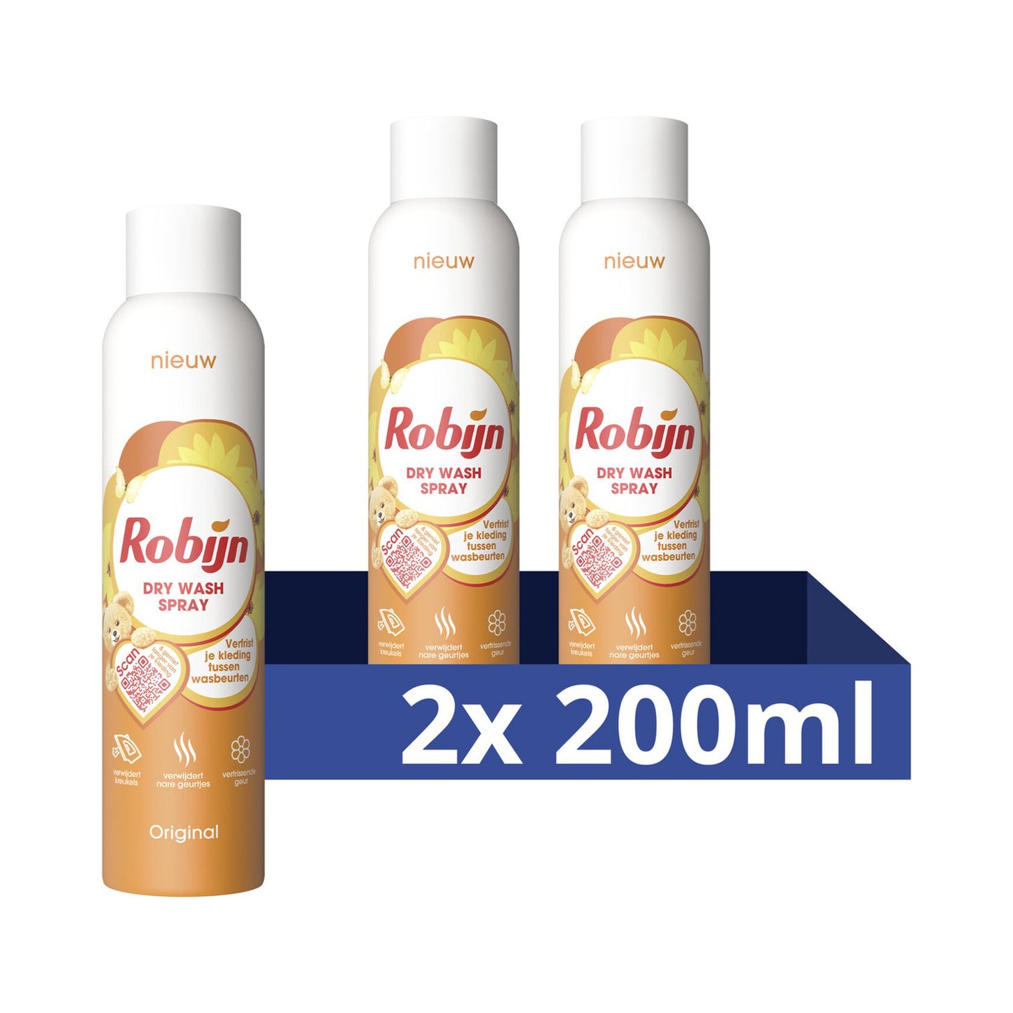 Robijn Original Dry Wash Spray (200 ml) 2 Stuks - van Robijn - Nu verkrijgbaar bij Mijn Voordeelshop!