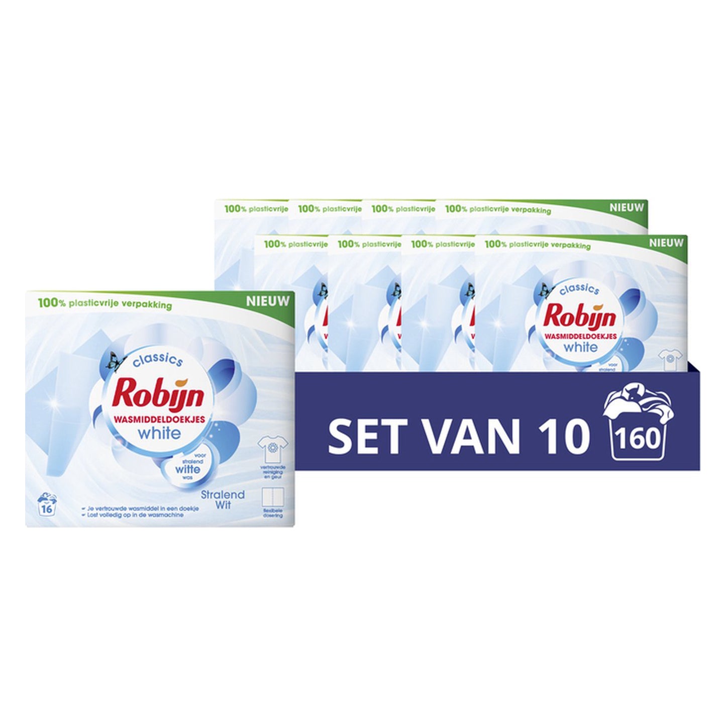 Robijn Wasmiddeldoekjes Stralend Wit (16 Stuks) 10 Stuks - van Robijn - Nu verkrijgbaar bij Mijn Voordeelshop!