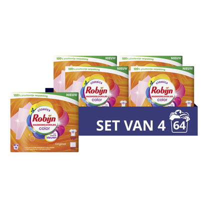 Robijn Wasmiddeldoekjes Color (16 Stuks) 4 Stuks - van Robijn - Nu verkrijgbaar bij Mijn Voordeelshop!