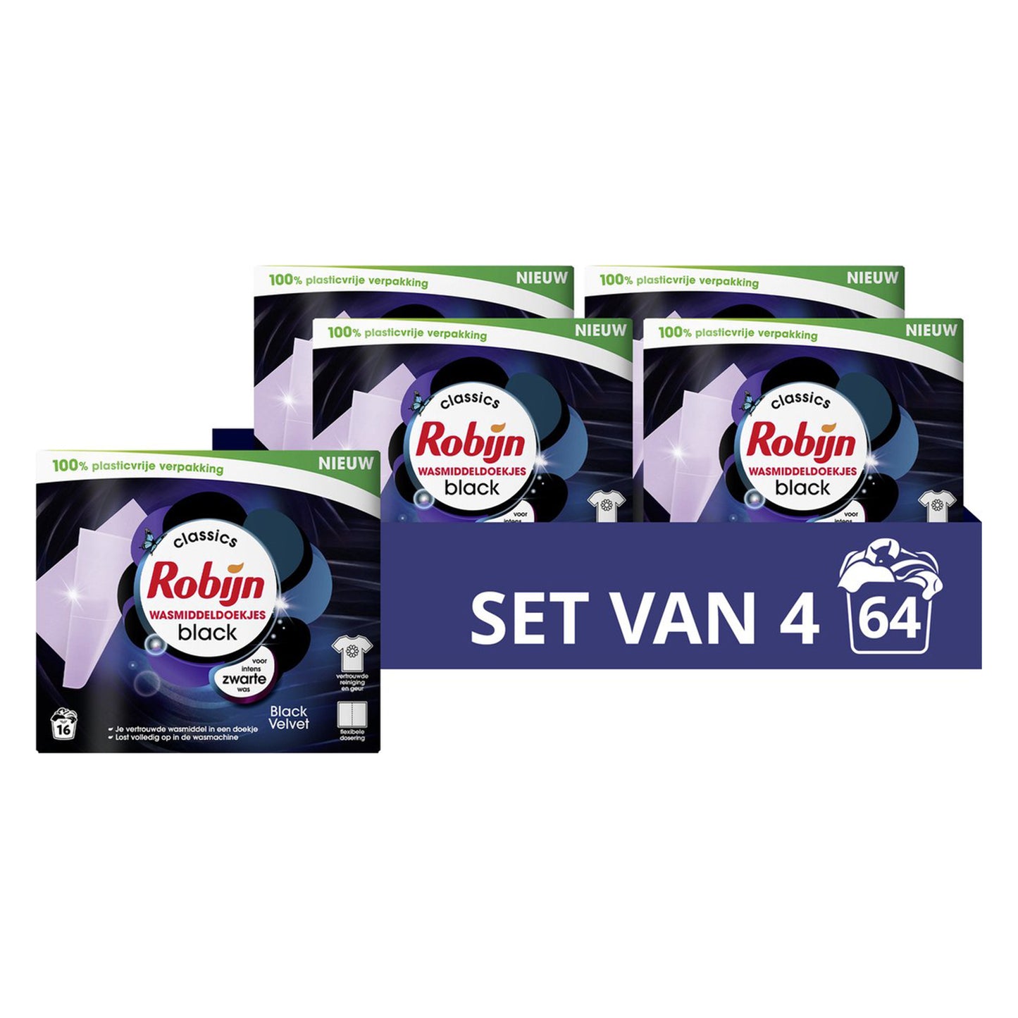 Robijn Wasmiddeldoekjes Black Velvet (16 Stuks) 4 Stuks - van Robijn - Nu verkrijgbaar bij Mijn Voordeelshop!