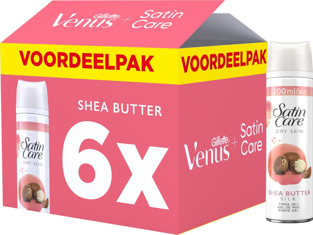 Gillette Venus Satin Care Scheergel voor een Droge Huid (200 ml) 6 Stuks - van Gillette - Nu verkrijgbaar bij Mijn Voordeelshop!