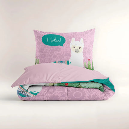 Little Monster Kinderdekbedovertrek Hola Lama Roze 140 x 200/220 - van Little Monster - Nu verkrijgbaar bij Mijn Voordeelshop!