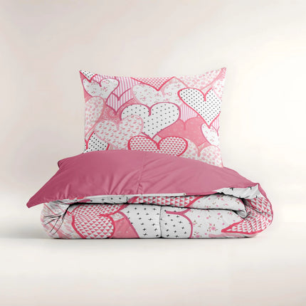 Little Monster Kinderdekbedovertrek Hearts Love Roze 140 x 200/220 - van Little Monster - Nu verkrijgbaar bij Mijn Voordeelshop!