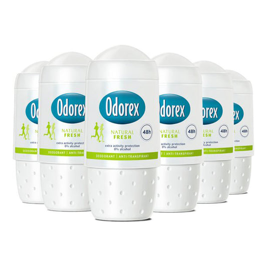 Odorex Natural Fresh Deodorant Roller (50 ml) 6 Stuks - van Odorex - Nu verkrijgbaar bij Mijn Voordeelshop!