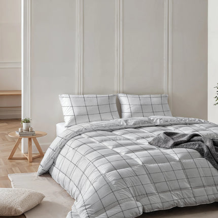 Sleeptime All-in one Lazy dekbed Deep check Wit Met Kussenslopen - van Sleeptime - Nu verkrijgbaar bij Mijn Voordeelshop!
