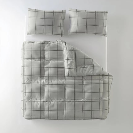 Sleeptime All-in one Lazy dekbed Deep check Wit Met Kussenslopen - van Sleeptime - Nu verkrijgbaar bij Mijn Voordeelshop!