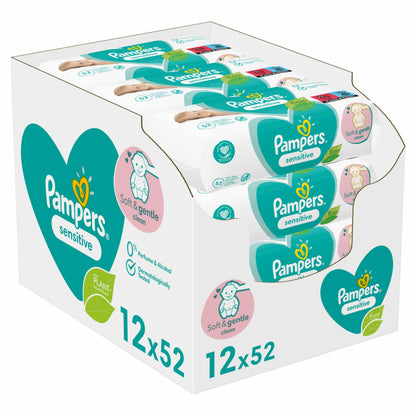 Pampers Sensitive Billendoekjes (12x52 Doekjes) - van Pampers - Nu verkrijgbaar bij Mijn Voordeelshop!