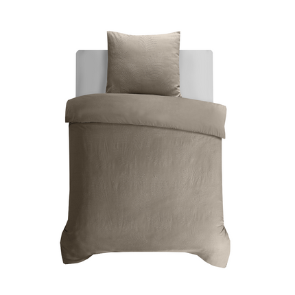 Sleeptime Dekbedovertrek Leaves 3D Taupe/Grijs 140 x 200 220 - van Sleeptime - Nu verkrijgbaar bij Mijn Voordeelshop!