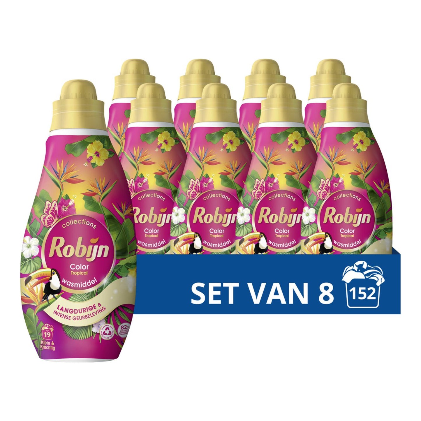 Robijn Klein & Krachtig Collections Color Tropical Vloeibaar Wasmiddel (665 ml) (19 Wasbeurten) 8 Stuks - van Robijn - Nu verkrijgbaar bij Mijn Voordeelshop!