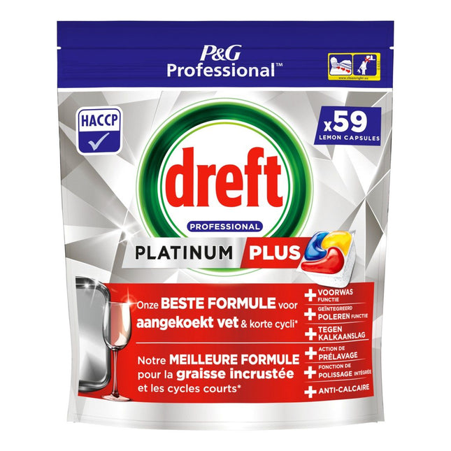 Dreft P&G Professional Platinum + Lemon Vaatwastabletten (59 Capsules) - van Dreft - Nu verkrijgbaar bij Mijn Voordeelshop!