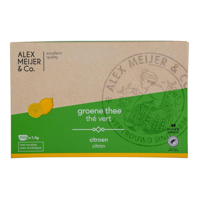 Alex Meijer Groene Thee Citroen (100 x 1,5 Gram) - van Alex Meijer - Nu verkrijgbaar bij Mijn Voordeelshop!