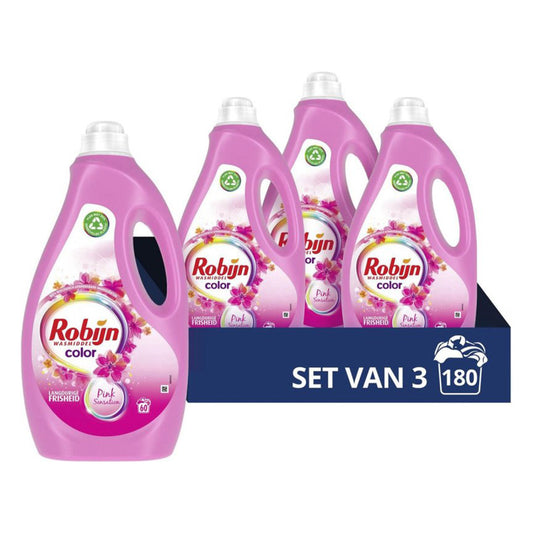 Robijn Color Pink Sensation Vloeibaar Wasmiddel (3 Liter) (60 Wasbeurten) 3 Stuks - van Robijn - Nu verkrijgbaar bij Mijn Voordeelshop!