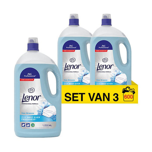 Lenor Professional Wasverzachter Sea Breeze (4 Liter) (200 Wasbeurten) 3 Stuks - van Lenor - Nu verkrijgbaar bij Mijn Voordeelshop!