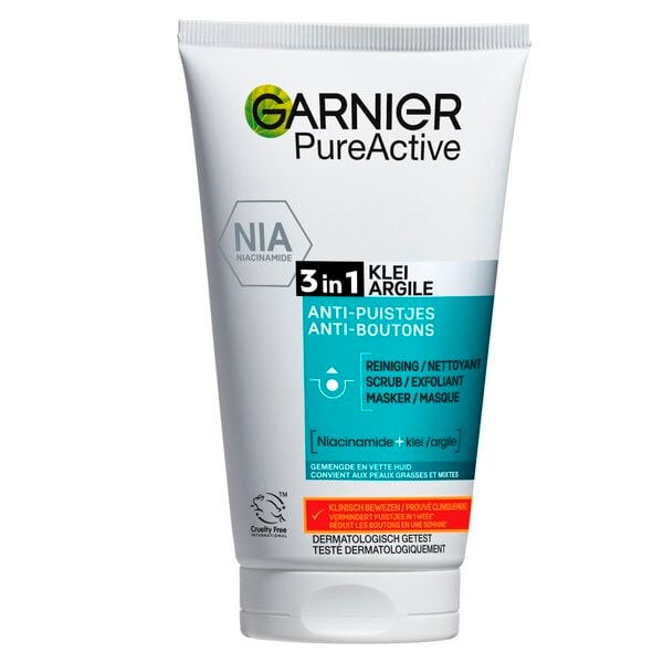 Garnier Pure Active Anti-Puistjes 3-in-1 Klei (150 ml) - van Garnier - Nu verkrijgbaar bij Mijn Voordeelshop!