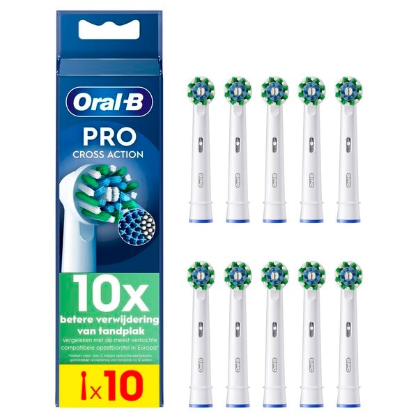 Oral-B Pro Cross Action Opzetborstels Wit (10 Stuks) - van Oral B - Nu verkrijgbaar bij Mijn Voordeelshop!