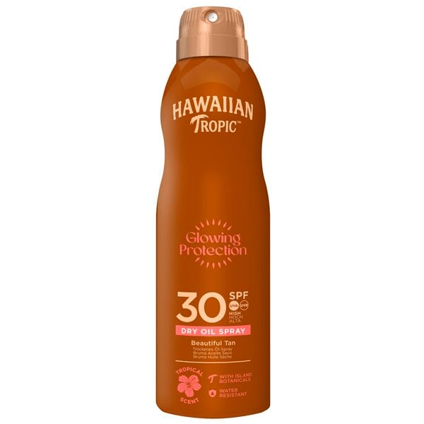 Hawaiian Tropic Glowing Protection SPF30 Dry Oil Continuous Spray (180 ml) - van Hawaiian Tropic - Nu verkrijgbaar bij Mijn Voordeelshop!