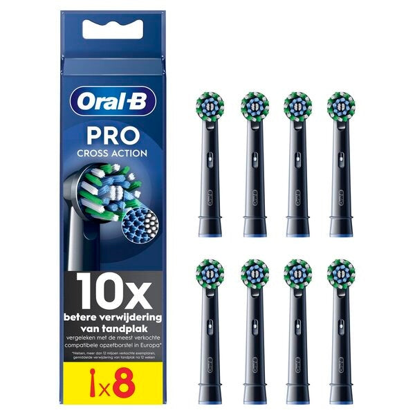 Oral-B Pro Cross Action Opzetborstels (zwart, 8 st.) - van Oral B - Nu verkrijgbaar bij Mijn Voordeelshop!
