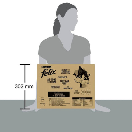 Felix Elke Dag Feest Mix Selectie in Gelei Kabeljauw Tonijn Rund & Kip (80 x 85 Gram)