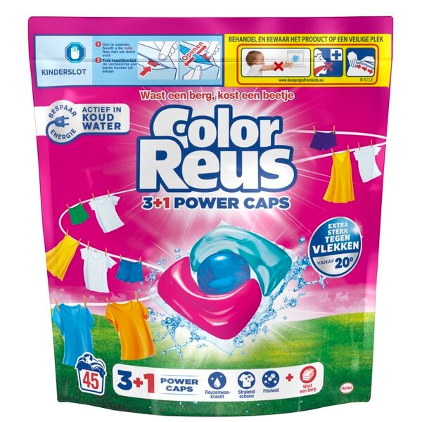 Color Reus 3+1 Power Caps Wascapsules (45 Wasbeurten) - van Witte Reus - Nu verkrijgbaar bij Mijn Voordeelshop!