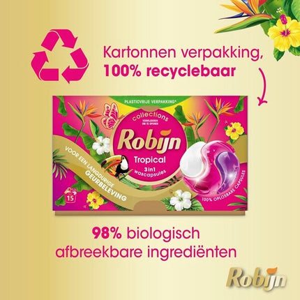 Robijn Tropical 3-in-1 Wascapsules (15 Wasbeurten) - van Robijn - Nu verkrijgbaar bij Mijn Voordeelshop!