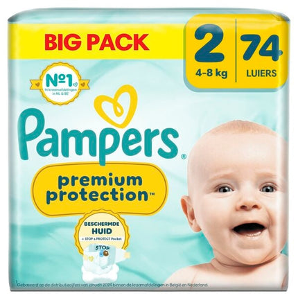 Pampers Premium Protection Maat 2 Luiers (4-8kg) - 74 stuks - van Pampers - Nu verkrijgbaar bij Mijn Voordeelshop!