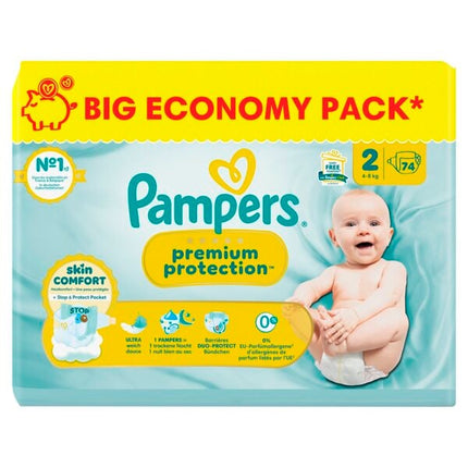 Pampers Premium Protection Maat 2 Luiers (4-8kg) - 74 stuks - van Pampers - Nu verkrijgbaar bij Mijn Voordeelshop!