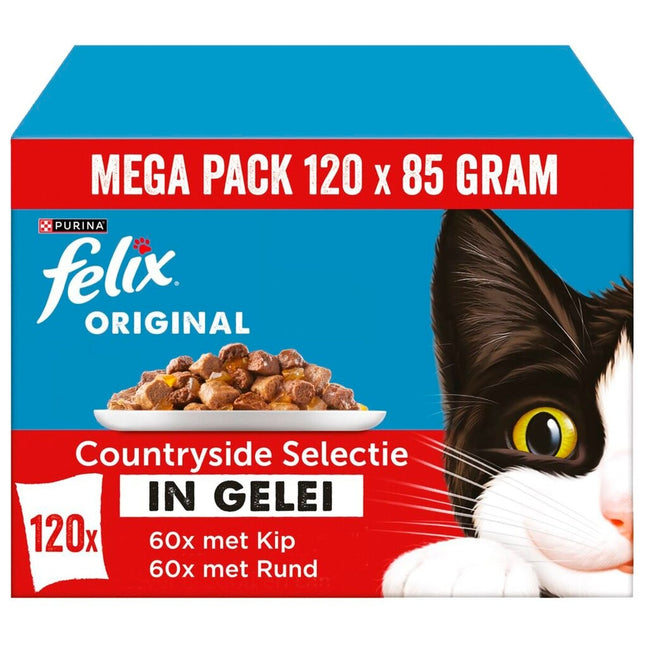 Felix Original Mix Selectie in Gelei Countryside - Rund & Kip (120 x 85 Gram)
